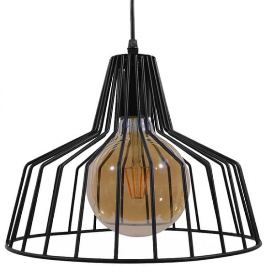 GloboStar® TERE 01165 Vintage Industrial Κρεμαστό Φωτιστικό Οροφής Μονόφωτο Μαύρο Μεταλλικό Πλέγμα Καμπάνα Φ30 x Y25cm GloboStar® TERE 01165 Vintage Industrial Κρεμαστό Φωτιστικό Οροφής Μονόφωτο Μαύρο Μεταλλικό Πλέγμα Καμπάνα Φ30 x Y25cm
