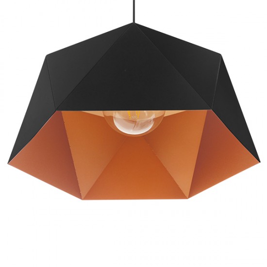 GloboStar® HEXAGON 01195 Μοντέρνο Κρεμαστό Φωτιστικό Οροφής Μονόφωτο Μαύρο - Χρυσό Μεταλλικό Καμπάνα Φ46 x Y25cm GloboStar® HEXAGON 01195 Μοντέρνο Κρεμαστό Φωτιστικό Οροφής Μονόφωτο Μαύρο - Χρυσό Μεταλλικό Καμπάνα Φ46 x Y25cm