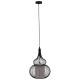 GloboStar® PANYA 01199 Μοντέρνο Κρεμαστό Φωτιστικό Οροφής Μονόφωτο Μαύρο Μεταλικό Πλέγμα με Υφασμάτινο Εσωτερικό Καπέλο Φ31 x Y42cm