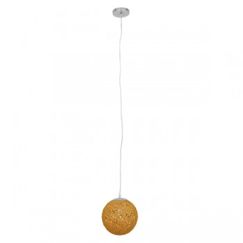 GloboStar® OCEANA 01200 Vintage Κρεμαστό Φωτιστικό Οροφής Μονόφωτο 1 x E27 Μπεζ Ξύλινο Ψάθινο Rattan Φ20 x Υ20cm