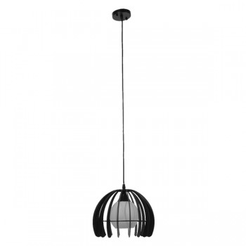 GloboStar® INGLEY 01226 Μοντέρνο Κρεμαστό Φωτιστικό Οροφής Μονόφωτο Μαύρο Μεταλλικό Πλέγμα με Λευκό Γυαλί Φ26 x Y21cm