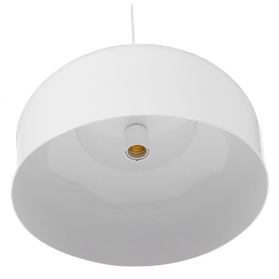 GloboStar® VILI WHITE 01260 Μοντέρνο Κρεμαστό Φωτιστικό Οροφής Μονόφωτο 1 x E27 Λευκό Μεταλλικό Καμπάνα Φ40 x Y27cm