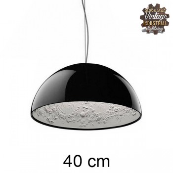 GloboStar® SERENIA BLACK 01151 Μοντέρνο Κρεμαστό Φωτιστικό Οροφής Μονόφωτο Μαύρο Γύψινο Καμπάνα Φ40 x Y19cm