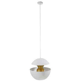 GloboStar® SEVILLE WHITE 01268 Μοντέρνο Κρεμαστό Φωτιστικό Οροφής Μονόφωτο 1 x E27 Λευκό Μεταλλικό Φ35 x 33cm