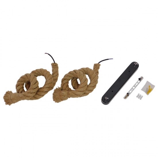 GloboStar® ROPE 01279 Vintage Industrial Κρεμαστό Φωτιστικό Οροφής Δίφωτο 2 x E27 με 1 μέτρο Μπεζ Σχοινί Φ3.5 x Y100cm GloboStar® ROPE 01279 Vintage Industrial Κρεμαστό Φωτιστικό Οροφής Δίφωτο 2 x E27 με 1 μέτρο Μπεζ Σχοινί Φ3.5 x Y100cm