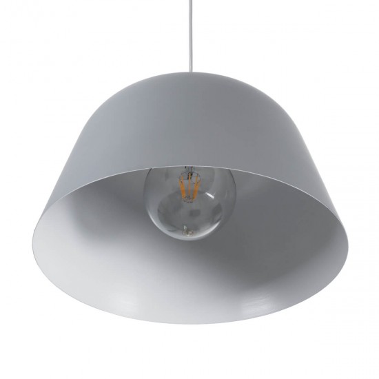 GloboStar® WESTVALE 01282 Μοντέρνο Κρεμαστό Φωτιστικό Οροφής Μονόφωτο 1 x E27 Γκρί  Μεταλλικό Καμπάνα Φ40 x Y24cm