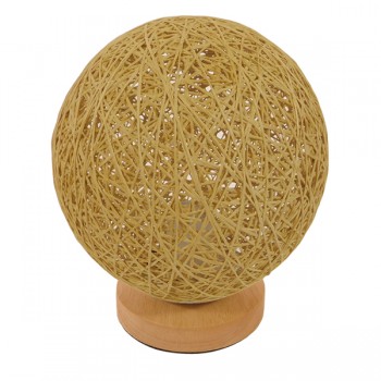 GloboStar® OCEANA 01336 Μοντέρνο Επιτραπέζιο Φωτιστικό Πορτατίφ Μονόφωτο Μπεζ Ξύλινο Ψάθινο Rattan Φ20 x Υ22cm
