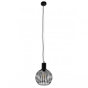 GloboStar® SCANDI 01386 Vintage Industrial Κρεμαστό Φωτιστικό Οροφής Μονόφωτο Μαύρο Μεταλλικό Πλέγμα Φ23 x Υ30cm