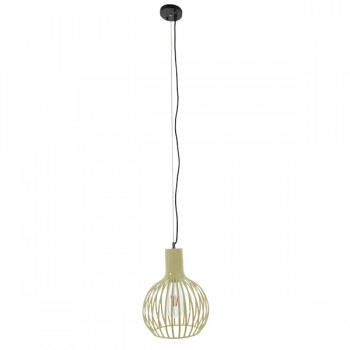 GloboStar® SCADI 01387 Vintage Industrial Κρεμαστό Φωτιστικό Οροφής Μονόφωτο Μπεζ Μεταλλικό Πλέγμα Φ23 x Υ30cm