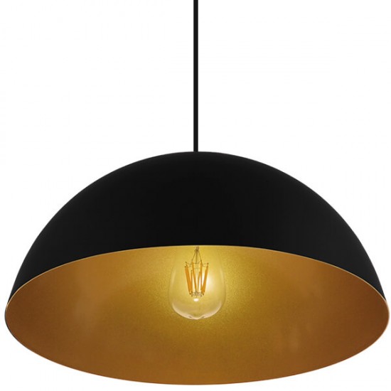 GloboStar® CIEL 01341 Μοντέρνο Κρεμαστό Φωτιστικό Οροφής Μονόφωτο Μαύρο - Χρυσό Μεταλλικό Καμπάνα Φ40 x Υ20cm GloboStar® CIEL 01341 Μοντέρνο Κρεμαστό Φωτιστικό Οροφής Μονόφωτο Μαύρο - Χρυσό Μεταλλικό Καμπάνα Φ40 x Υ20cm