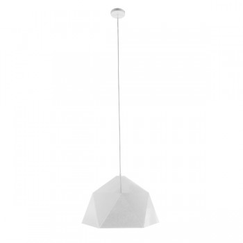 GloboStar® HEXAGON 01378 Μοντέρνο Κρεμαστό Φωτιστικό Οροφής Μονόφωτο Λευκό Χρυσό Μεταλλικό Καμπάνα Φ46 x Υ25cm