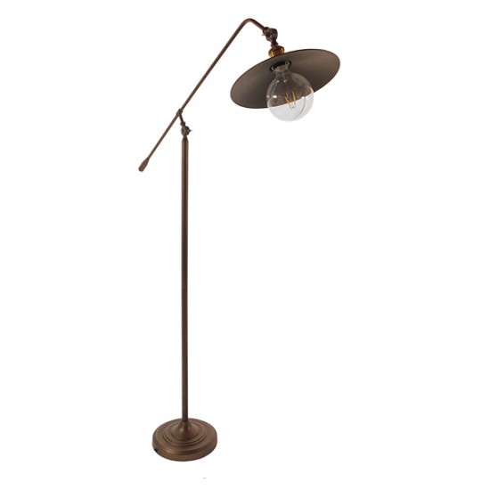 GloboStar® SILENE 01243 Vintage Φωτιστικό Δαπέδου Μονόφωτο 1 x E27 Χάλκινο Μεταλλικό Καμπάνα D30 x H194cm