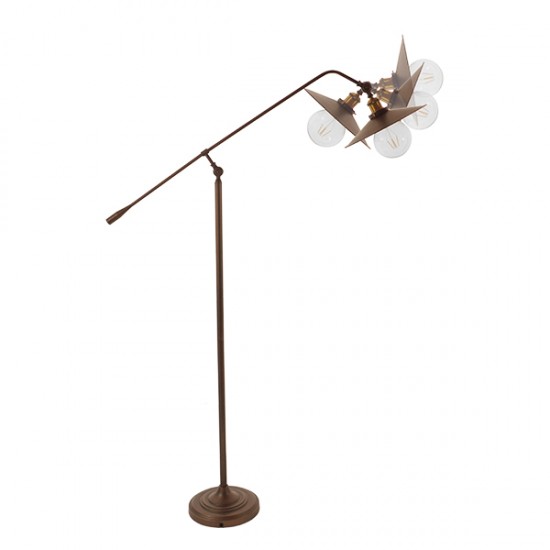 GloboStar® SILENE 01243 Vintage Φωτιστικό Δαπέδου Μονόφωτο 1 x E27 Χάλκινο Μεταλλικό Καμπάνα D30 x H194cm