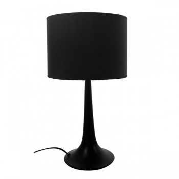 GloboStar® AMBROSIA BLACK 01394 Μοντέρνο Επιτραπέζιο Φωτιστικό Πορτατίφ Μονόφωτο Μεταλλικό με Μαύρο Καπέλο Φ25 x Υ46cm