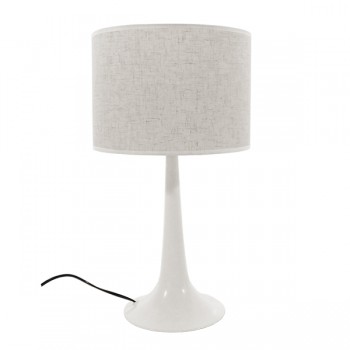 GloboStar® AMBROSIA WHITE 01395 Μοντέρνο Επιτραπέζιο Φωτιστικό Πορτατίφ Μονόφωτο Μεταλλικό με Λευκό Καπέλο Φ25 x Υ46cm