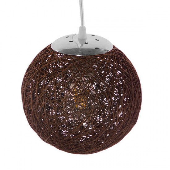 GloboStar® OCEANA 01354 Vintage Κρεμαστό Φωτιστικό Οροφής Μονόφωτο 1 x E27 Καφέ Ξύλινο Ψάθινο Rattan Φ20 x Υ20cm GloboStar® OCEANA 01354 Vintage Κρεμαστό Φωτιστικό Οροφής Μονόφωτο 1 x E27 Καφέ Ξύλινο Ψάθινο Rattan Φ20 x Υ20cm