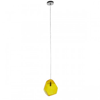GloboStar® RINA 01308 Μοντέρνο Κρεμαστό Φωτιστικό Οροφής Μονόφωτο 1 x G9 Γυάλινο Κίτρινο Διάφανο Μ20 x Π19 x Υ20cm
