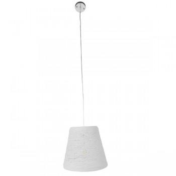 GloboStar® PLAYROOM 01562 Vintage Κρεμαστό Φωτιστικό Οροφής Μονόφωτο 1 x E27 Λευκό Ξύλινο Ψάθινο Rattan Φ32 x Υ27cm