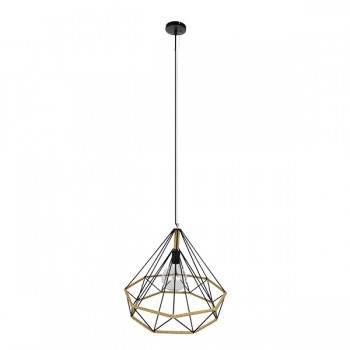 GloboStar® CONCRETE 01422 Vintage Κρεμαστό Φωτιστικό Οροφής Μονόφωτο 1 x E27 Μαύρο Μεταλλικό με Μπεζ Σχοινί Φ50 x Υ44cm