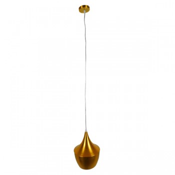 GloboStar® SHANGHAI GOLD 01544 Μοντέρνο Κρεμαστό Φωτιστικό Οροφής Μονόφωτο 1 x E27 Χρυσό Μεταλλικό Καμπάνα Φ24 x Y30cm