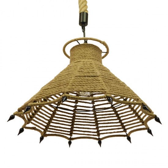 GloboStar® OZERO 01603 Vintage Κρεμαστό Φωτιστικό Οροφής Μονόφωτο 1 x E27 Μπεζ Καμπάνα με Σχοινί Φ41 x Υ28cm GloboStar® OZERO 01603 Vintage Κρεμαστό Φωτιστικό Οροφής Μονόφωτο 1 x E27 Μπεζ Καμπάνα με Σχοινί Φ41 x Υ28cm
