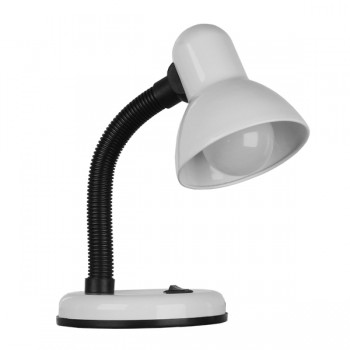 GloboStar® STUDENT WHITE 01531 Μοντέρνο Επιτραπέζιο Φωτιστικό Γραφείου Μονόφωτο Μεταλλικό Λευκό με Διακόπτη ΟN/OFF Φ12 x Υ32cm
