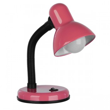 GloboStar® STUDENT PINK 01534 Μοντέρνο Επιτραπέζιο Φωτιστικό Γραφείου Μονόφωτο Μεταλλικό Ροζ Λευκό με Διακόπτη ΟN/OFF Φ12 x Υ32cm