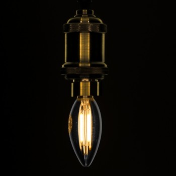GloboStar® 99001 Λάμπα E14 C35 Κεράκι LED FILAMENT 4W 440 lm 320° AC 85-265V Edison Retro με Διάφανο Γυαλί Θερμό Λευκό 2700 K Dimmable