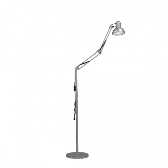 GloboStar® AUDREY 01469 Vintage Φωτιστικό Δαπέδου Μονόφωτο 1 x E27 Ασημί Μεταλλικό D15 x H190cm