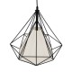 GloboStar® KAIRI 01618 Μοντέρνο Industrial Κρεμαστό Φωτιστικό Οροφής Μονόφωτο 1 x E27 Μαύρο με Άσπρο Ύφασμα Μεταλλικό Πλέγμα Φ38 x Υ39cm
