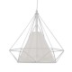 GloboStar® KAIRI 01619 Μοντέρνο Industrial Κρεμαστό Φωτιστικό Οροφής Μονόφωτο 1 x E27 Λευκό με Ύφασμα Μεταλλικό Πλέγμα Φ38 x Υ39cm