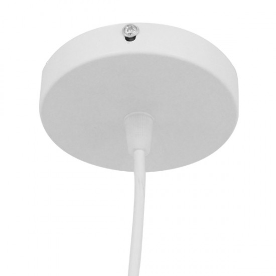 GloboStar® KAIRI 01619 Μοντέρνο Industrial Κρεμαστό Φωτιστικό Οροφής Μονόφωτο 1 x E27 Λευκό με Ύφασμα Μεταλλικό Πλέγμα Φ38 x Υ39cm