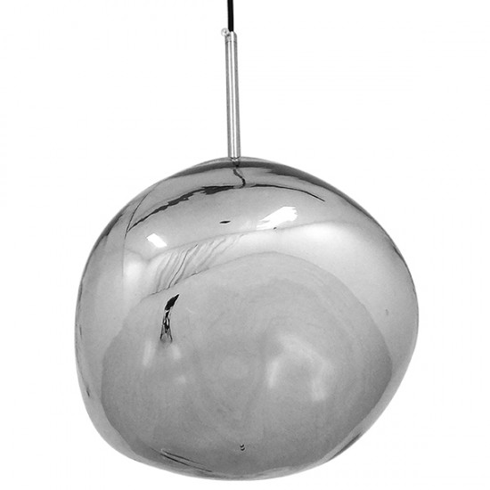GloboStar® DIXAR 01460 Μοντέρνο Κρεμαστό Φωτιστικό Οροφής Μονόφωτο 1 x E27 Γυάλινο Ασημί Νίκελ Φ28 x Υ40cm
