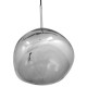 GloboStar® DIXAR 01460 Μοντέρνο Κρεμαστό Φωτιστικό Οροφής Μονόφωτο 1 x E27 Γυάλινο Ασημί Νίκελ Φ28 x Υ40cm