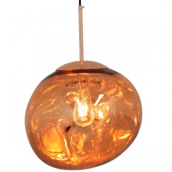 GloboStar® DIXAR 01465 Μοντέρνο Κρεμαστό Φωτιστικό Οροφής Μονόφωτο 1 x E27 Γυάλινο Χάλκινο Φ36 x Υ45cm