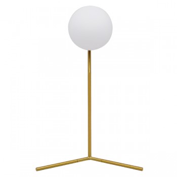 GloboStar® ELFIS GOLD 01551 Μοντέρνο Επιτραπέζιο Φωτιστικό Πορτατίφ Μονόφωτο Χρυσό Μεταλλικό με Λευκό Γυαλί Φ15 x Υ53cm