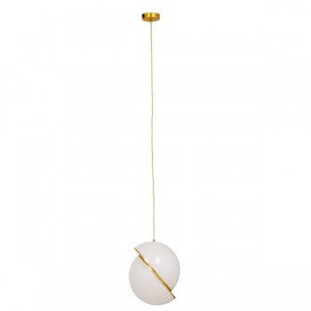 GloboStar® HUDSON 01555 Μοντέρνο Κρεμαστό Φωτιστικό Οροφής Μονόφωτο 1 x E27 Λευκό με Χρυσό Φ30 x Υ34cm