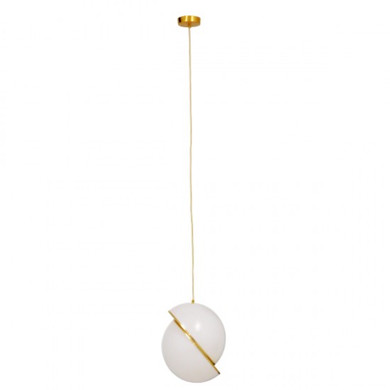 GloboStar® HUDSON 01555 Μοντέρνο Κρεμαστό Φωτιστικό Οροφής Μονόφωτο 1 x E27 Λευκό με Χρυσό Φ30 x Υ34cm GloboStar® HUDSON 01555 Μοντέρνο Κρεμαστό Φωτιστικό Οροφής Μονόφωτο 1 x E27 Λευκό με Χρυσό Φ30 x Υ34cm