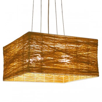 GloboStar® LONG BAY 01629 Vintage Κρεμαστό Φωτιστικό Οροφής Πολύφωτο 5 x E27 Καφέ Ξύλινο Rattan Μ40 x Π40 x Υ22.5cm