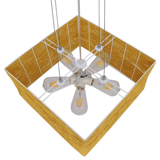 GloboStar® LONG BAY 01629 Vintage Κρεμαστό Φωτιστικό Οροφής Πολύφωτο 5 x E27 Καφέ Ξύλινο Rattan Μ40 x Π40 x Υ22.5cm GloboStar® LONG BAY 01629 Vintage Κρεμαστό Φωτιστικό Οροφής Πολύφωτο 5 x E27 Καφέ Ξύλινο Rattan Μ40 x Π40 x Υ22.5cm