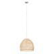 GloboStar® MALIBU 00973 Vintage Κρεμαστό Φωτιστικό Οροφής Μονόφωτο 1 x E27 Μπεζ Ξύλινο Μπαμπού Φ40 x Y35cm