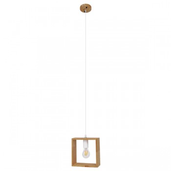 GloboStar® ELISE 01428 Μοντέρνο Κρεμαστό Φωτιστικό Οροφής Μονόφωτο 1 x E27 Μπεζ Ξύλινο Δρυς Μ20 x Π8 x Υ23cm