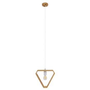 GloboStar® ELISE 01430 Μοντέρνο Κρεμαστό Φωτιστικό Οροφής Μονόφωτο 1 x E27 Μπεζ Ξύλινο Δρυς Μ29 x Π8 x Υ28cm