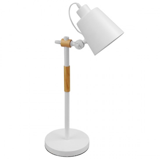 GloboStar® VERITY 01440 Μοντέρνο Επιτραπέζιο Φωτιστικό Πορτατίφ Μονόφωτο Λευκό Μεταλλικό με Ξύλινες Λεπτομέρειες Φ13 x Υ56cm GloboStar® VERITY 01440 Μοντέρνο Επιτραπέζιο Φωτιστικό Πορτατίφ Μονόφωτο Λευκό Μεταλλικό με Ξύλινες Λεπτομέρειες Φ13 x Υ56cm