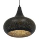 GloboStar® JANIS 01590 Μοντέρνο Κρεμαστό Φωτιστικό Οροφής Μονόφωτο 1 x E27 Μαύρο - Χρυσό Μεταλλικό Καμπάνα Φ30 x Υ30cm