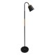 GloboStar® RIBBON 01585 Μοντέρνο Φωτιστικό Δαπέδου Μονόφωτο 1 x E27 Μαύρο Μεταλλικό Καμπάνα με Εφέ Ξύλου D13 x H164cm