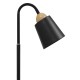 GloboStar® RIBBON 01585 Μοντέρνο Φωτιστικό Δαπέδου Μονόφωτο 1 x E27 Μαύρο Μεταλλικό Καμπάνα με Εφέ Ξύλου D13 x H164cm
