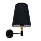 GloboStar® LYDFORD 01432 Μοντέρνο Φωτιστικό Τοίχου Απλίκα Μονόφωτο Μαύρο με Μπέζ Ξύλο Μεταλλικό Φ20 x Y36cm