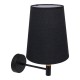 GloboStar® LYDFORD 01432 Μοντέρνο Φωτιστικό Τοίχου Απλίκα Μονόφωτο Μαύρο με Μπέζ Ξύλο Μεταλλικό Φ20 x Y36cm