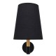 GloboStar® LYDFORD 01432 Μοντέρνο Φωτιστικό Τοίχου Απλίκα Μονόφωτο Μαύρο με Μπέζ Ξύλο Μεταλλικό Φ20 x Y36cm